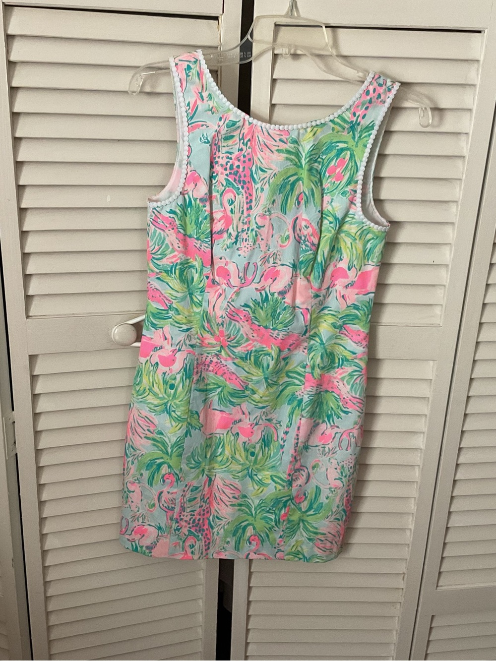 Lilly Pulitzer Pink Green Palm Flamingo Print Midi Dress